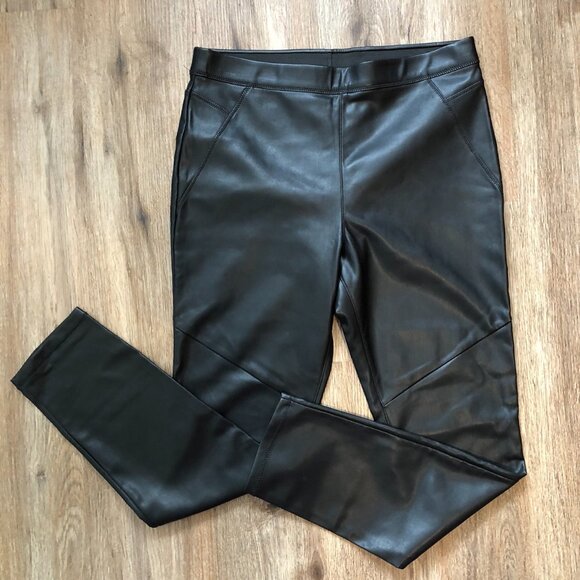 Free People Never Let Go Leggings  Faux Leather Stretch High Rise Black Size 30 - Picture 1 of 12